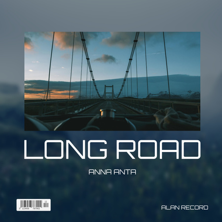 Designvorlage Modern Highway Road at Sunset für Album Cover