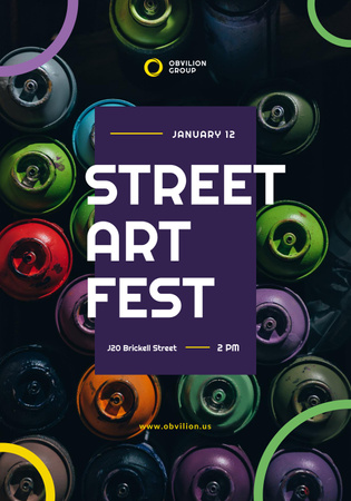Art Event Announcement with Spray Paint Cans Poster 28x40in Design Template