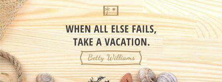 Vacation Inspiration with Shells on Wooden Board Facebook cover Design Template