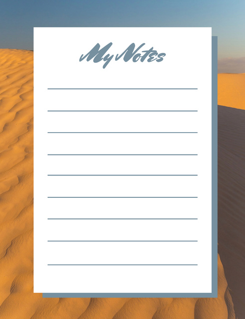 Individual Planner with Sand Dunes in Desert Notepad 107x139mm Design Template