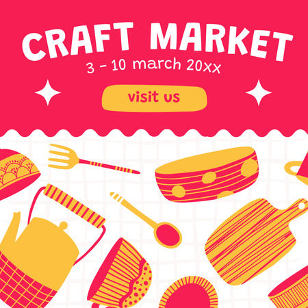Platilla de diseño Craft Market Announcement with Bright Ceramic Ware Instagram