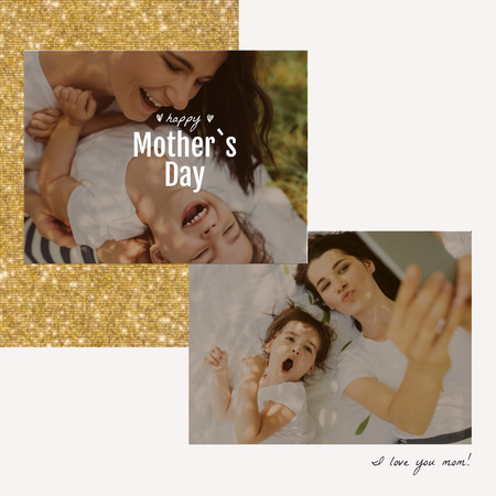Smiling mother and daughter on Mother's Day Animated Post Design Template