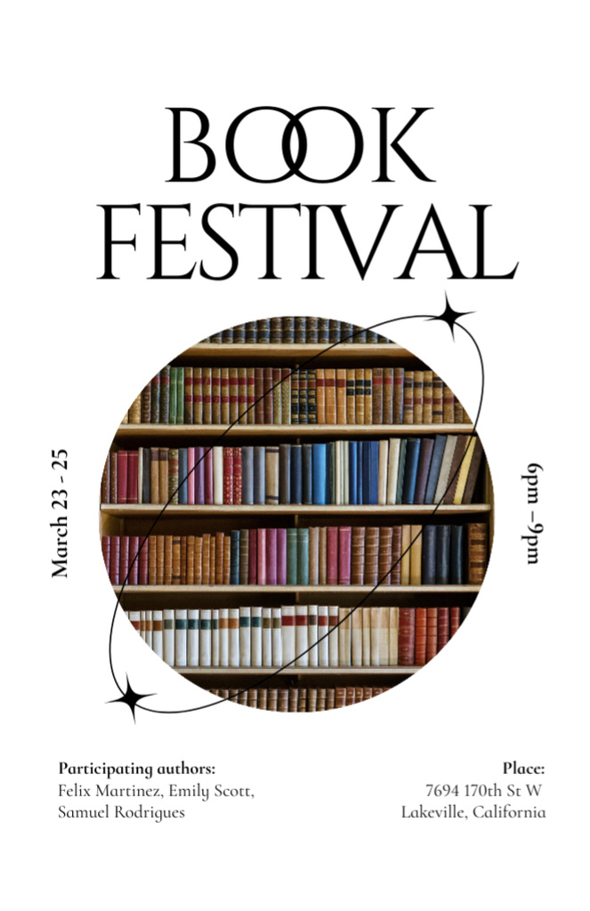 International Book Fair With Bookcase Invitation 5.5x8.5in – шаблон для дизайну