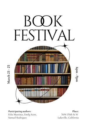 International Book Fair Announcement With Bookcase Invitation 5.5x8.5in Design Template
