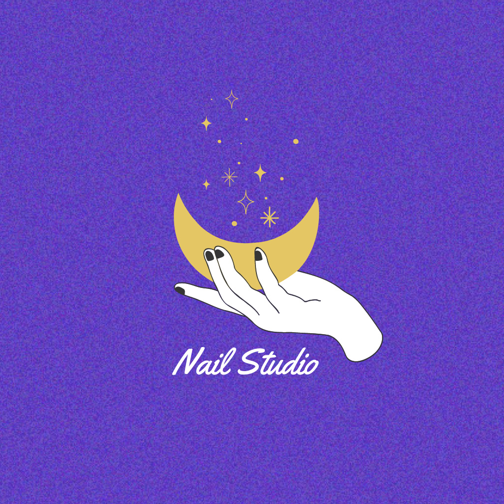 Innovative Nail Salon Services Offer With Moon Logo Tasarım Şablonu