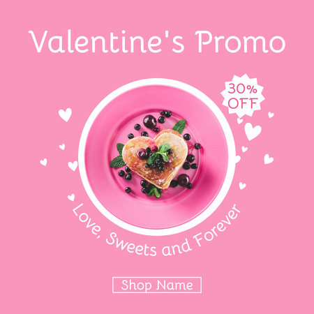 Valentine's Day Dessert Offer Instagram AD Design Template