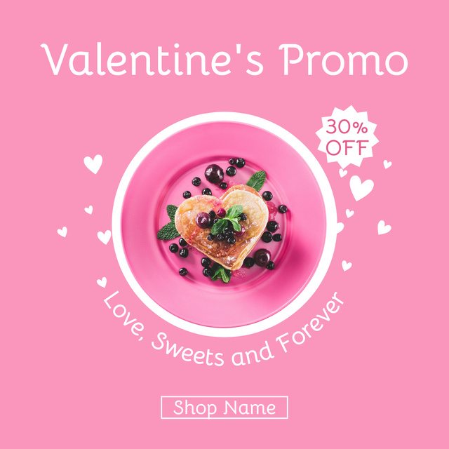 Valentine's Day Dessert Offer Instagram ADデザインテンプレート