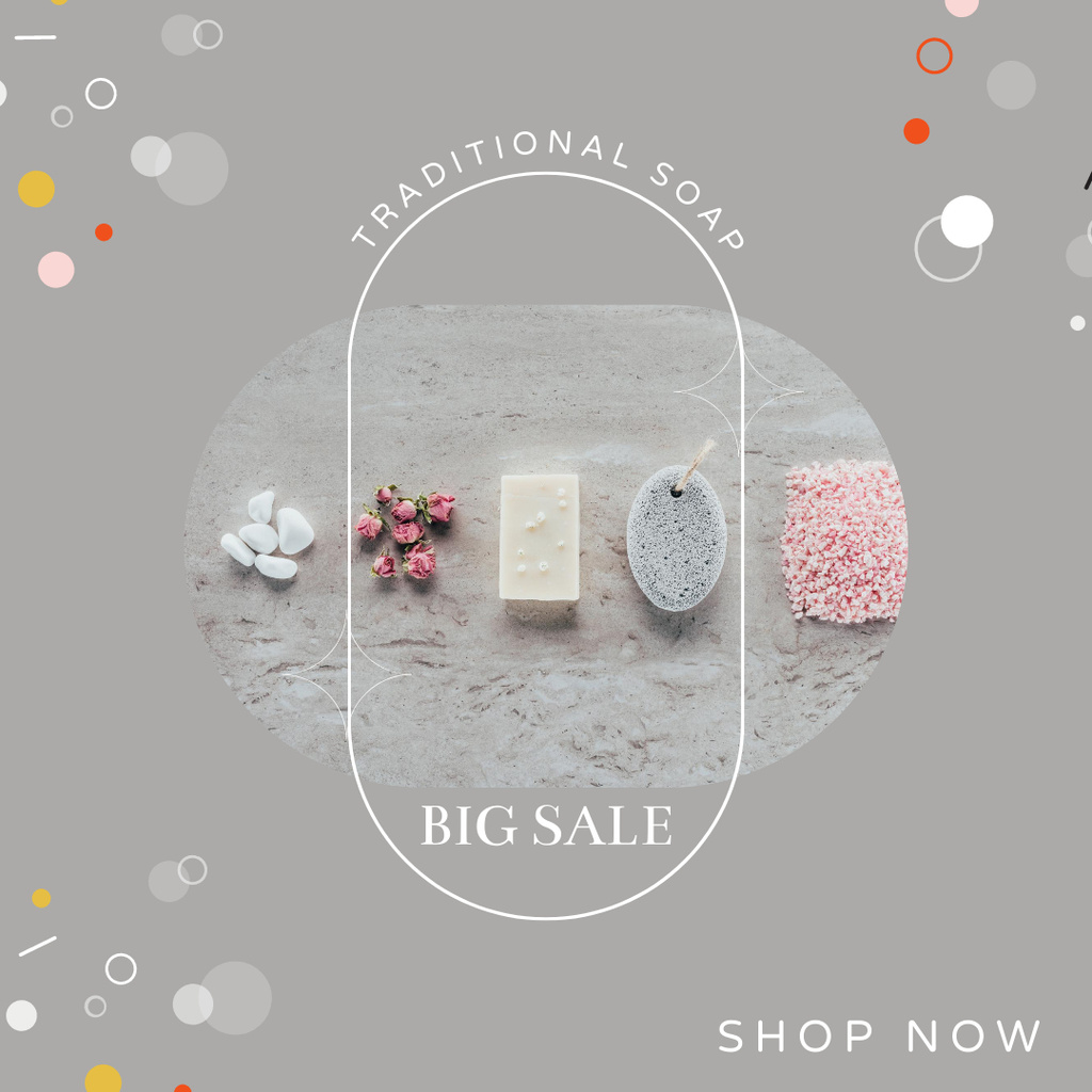 Plantilla de diseño de Big Sale Announcement of Traditional Cosmetic Soap Instagram 