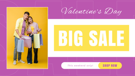 Nagy Valentin-napi kiárusítás Valentin-napra szerelmes párral FB event cover tervezősablon