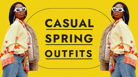 Spring Casual Looks Proposal with Stylish African American Woman Youtube Thumbnail Design Template