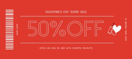 Special Offer Super Discounts on Cosmetics for Valentine's Day Coupon 3.75x8.25in Design Template