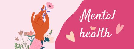 Plantilla de diseño de inspiración de salud mental con flor rosa tierna Facebook cover 