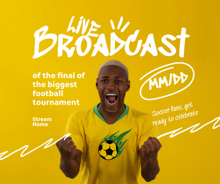 Designvorlage Soccer Tournament Live Broadcast Announcement für Facebook