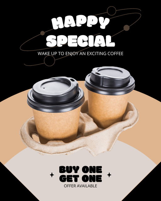 Ontwerpsjabloon van Instagram Post Vertical van Special Promo For Takeaway Coffee In Shop
