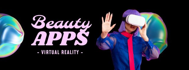 Beauty Application Ad With VR Glasses Facebook Video cover Design Template