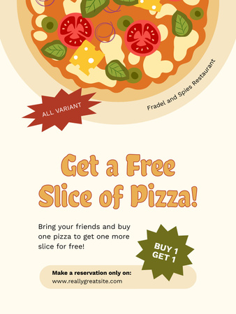 Plantilla de diseño de Oferta de pizza deliciosa gratis Poster US 