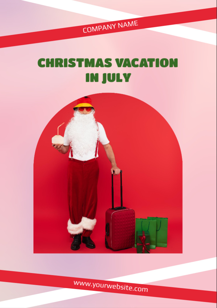 Christmas Holiday Offer in July with Santa Claus Flyer A7 Design Template