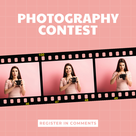 Pink Ad of Photography Contest Instagram Design Template