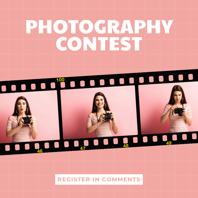 Pink Ad of Photography Contest Instagramデザインテンプレート