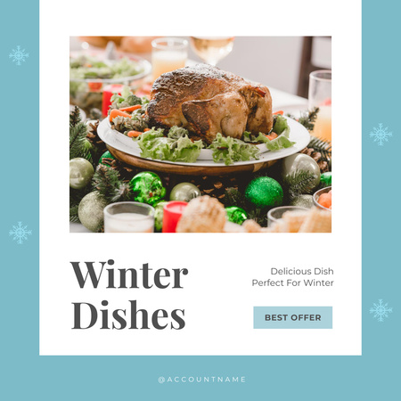 Template di design Pollo al forno saporito sulla tavola festiva Instagram