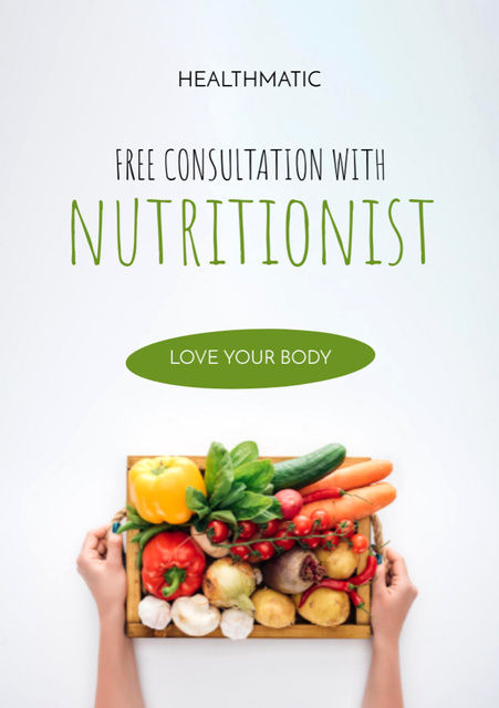 Modèle de visuel Nutritionist Consultation Offer with Ripe Vegetables in Box - Flyer A5