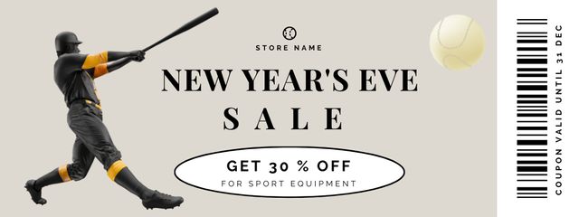 Template di design New Year's Eve Sale of Sports Equipment with Offer of Discount Coupon