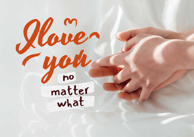 Cute Love Phrase with Couple holding Hands Card – шаблон для дизайна