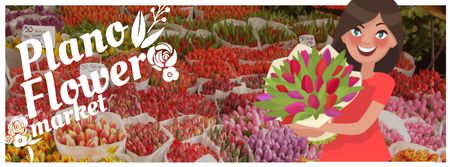 Florist Services Girl Holding Flowers Bouquet Facebook Video cover Design Template