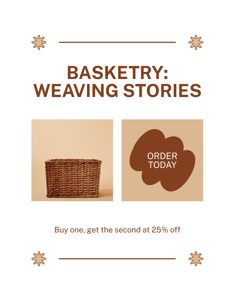 Ontwerpsjabloon van Instagram Post Vertical van Offer Discounts on Baskets Made from Quality Materials
