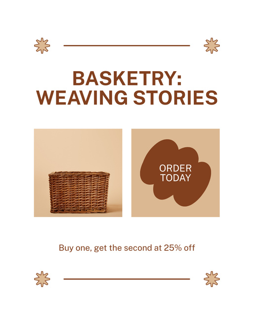 Offer Discounts on Baskets Made from Quality Materials Instagram Post Verticalデザインテンプレート