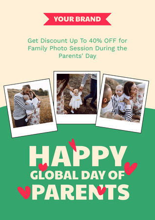 Announcement of Discount on Photo Shoot for Parents' Day Poster A3 Design Template