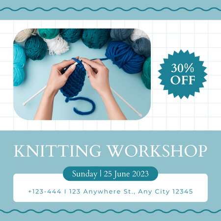 Announcement of a Discount on Knitting Masterclass Instagram Design Template