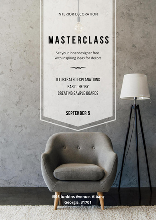 Artistry in Interior Decoration Workshop Announcement Poster Design Template