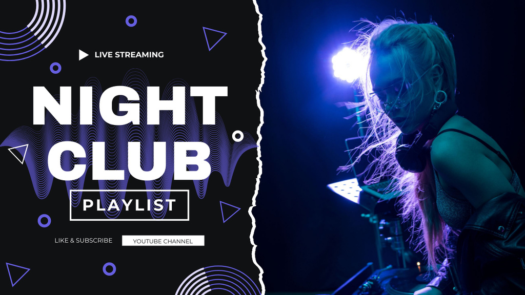 Night Club Music Playlist Offer Youtube Thumbnailデザインテンプレート