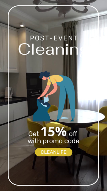 Post-Event Cleaning Service In Kitchen With Discount Offer TikTok Video Tasarım Şablonu