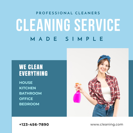 Cleaning Services Ad with Woman Instagram Design Template