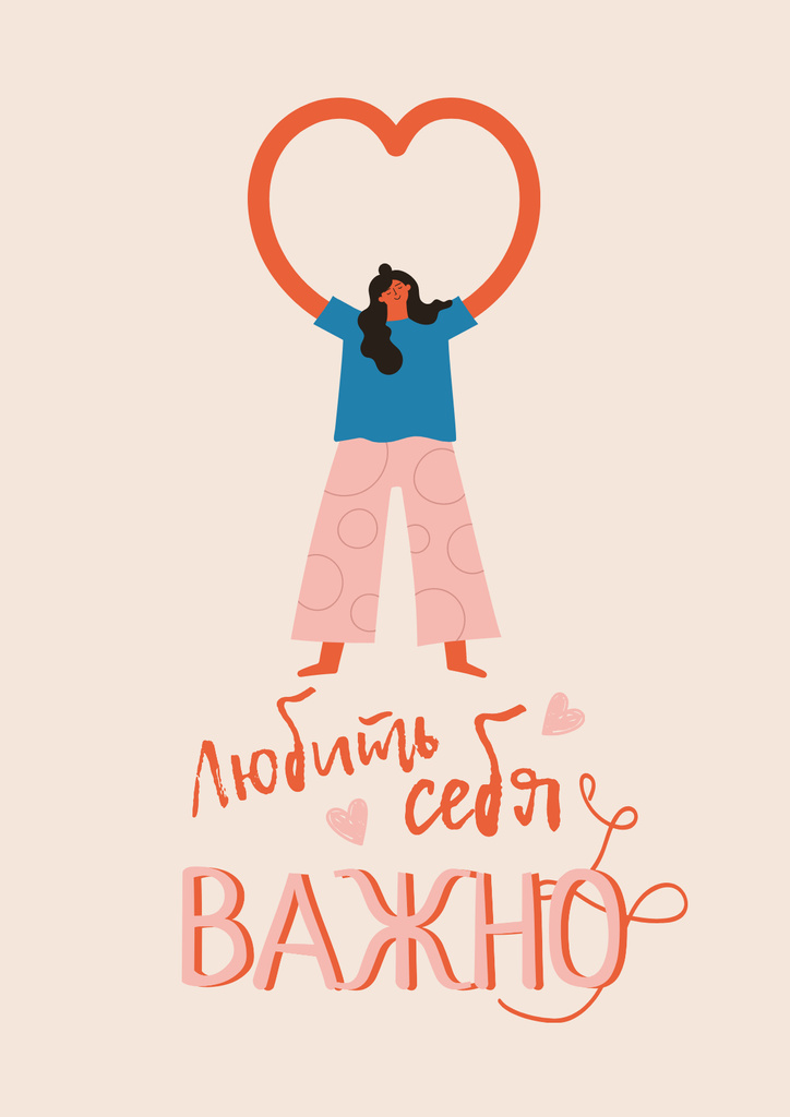Mental Health Inspiration with Woman showing Heart Poster Šablona návrhu
