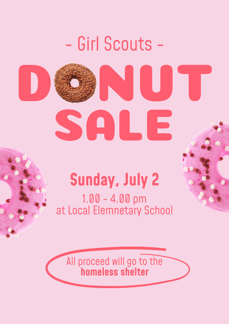 Donut Sale Announcement from Scout Organization Poster Design Template