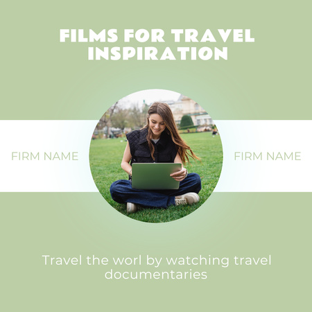 Travel Inspiration with Woman Watching Films  Instagram Design Template