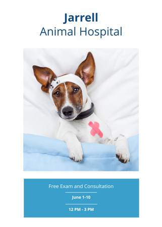 Injured Pet in Veterinary Clinic Postcard 5x7in Vertical Design Template