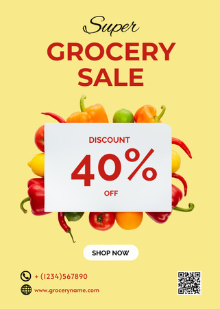 Colorful Peppers Sale Offer In Yellow Flayer Design Template