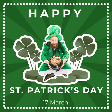 Happy St. Patrick's Day Party with Bearded Man Instagram Design Template