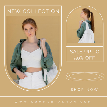 Modèle de visuel Fashion Collection Ad with Young Stylish Woman - Instagram