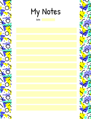 Personal Planner with Bright Colorful Border Notepad 107x139mm Design Template