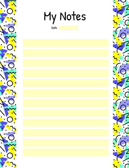 Personal Time Planner with Bright Colorful Border Notepad 107x139mmデザインテンプレート