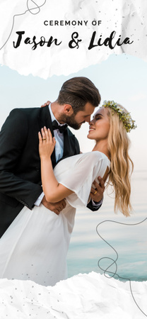 Házassági szertartás bejelentése gyönyörű fiatal párral Snapchat Moment Filter tervezősablon