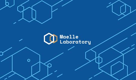 Science Laboratory Ad with Molecule Icon in Blue Business card Design Template