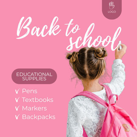 Collection of Accessories for School Kids Instagram AD Design Template