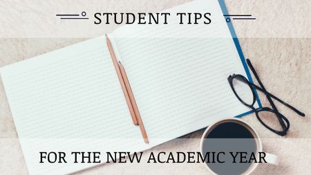 Student Tips Open Notebook and Coffee Title – шаблон для дизайна
