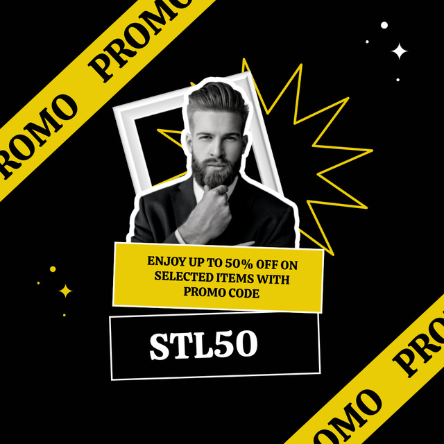 Modèle de visuel Special Offer with Stylish Bearded Man - Instagram AD